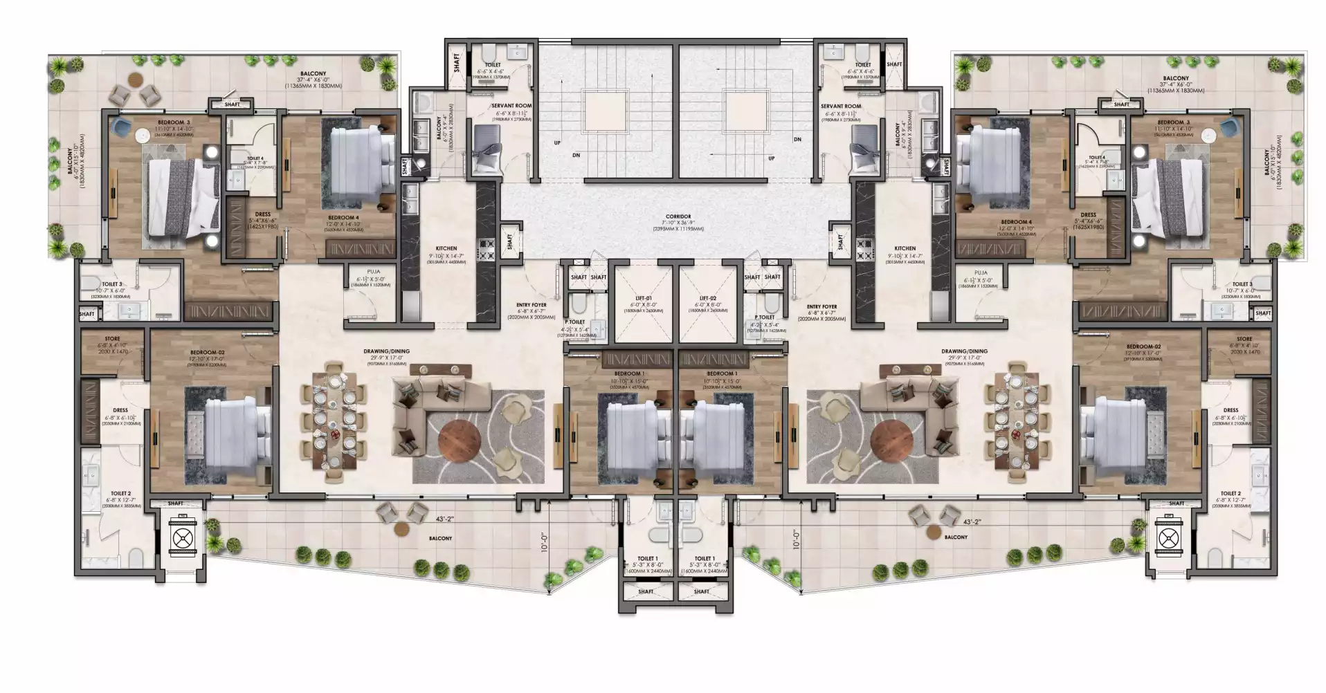 Block 11 4 BHK luxury floor plan