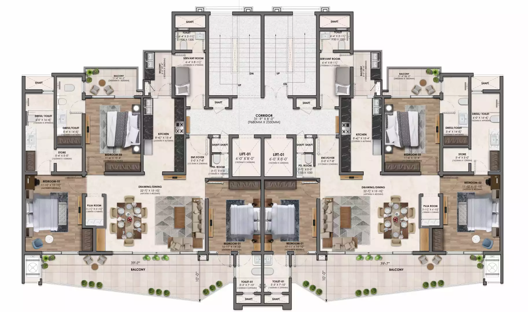 Block 2-6 floor plan Zirakpur apartments