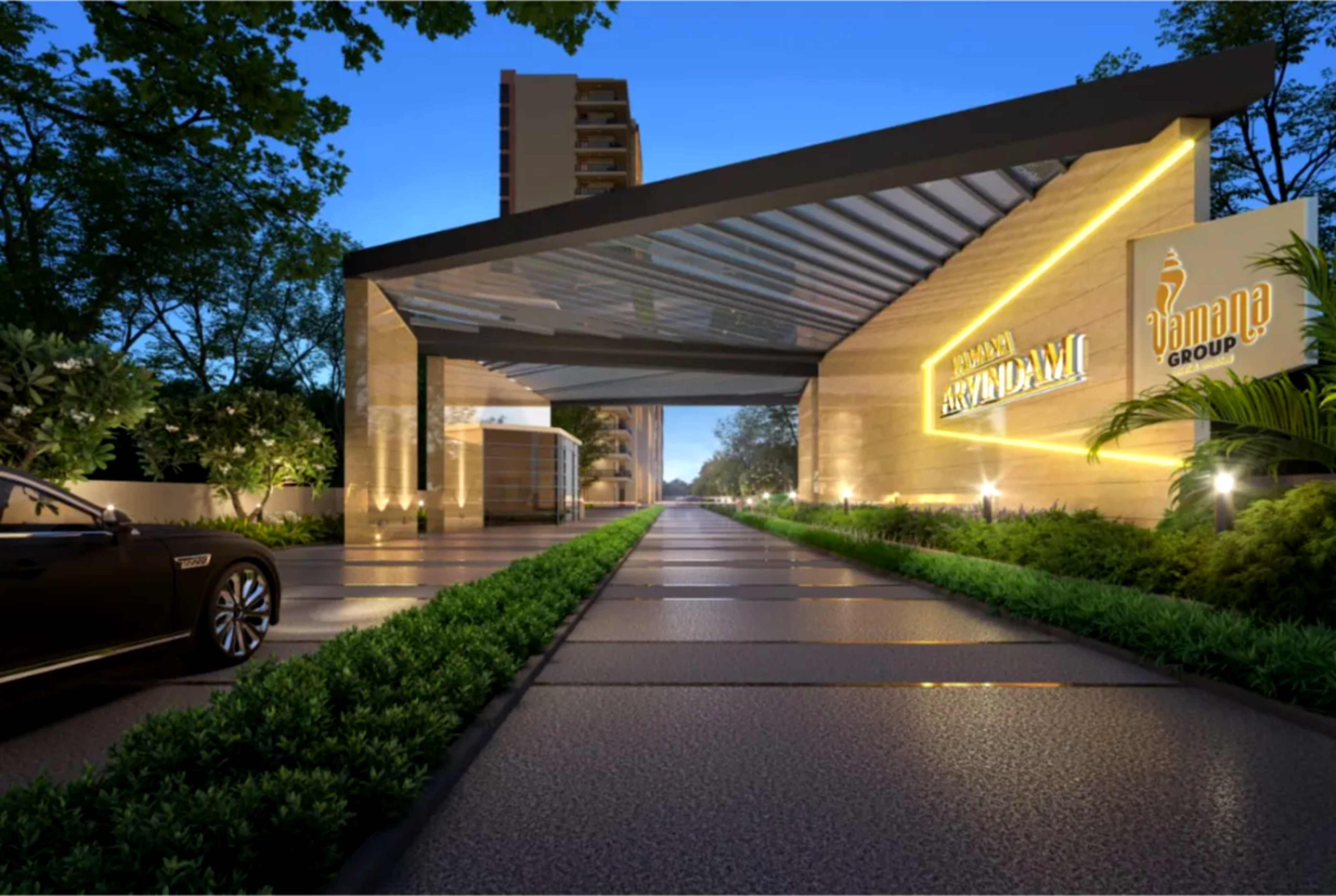 Vamana Arvindam Zirakpur main gate luxury entrance